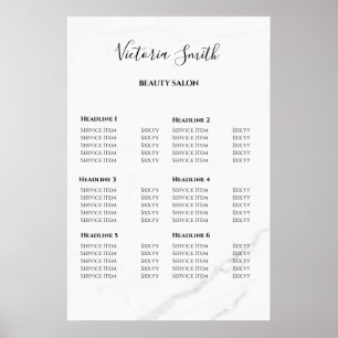 Vintage Beauty Salon Price List Poster