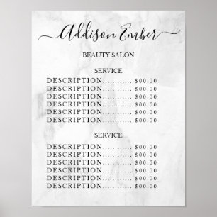 Vintage Beauty Salon Price List Poster