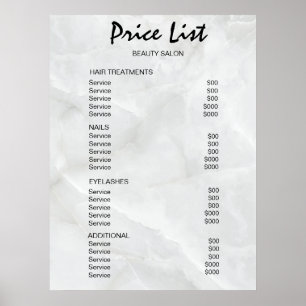 Vintage Beauty Salon Price List Poster