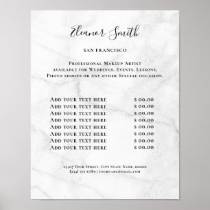 Vintage Beauty Salon Price List Poster