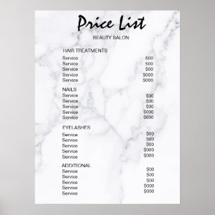 Vintage Beauty Salon Price List Poster