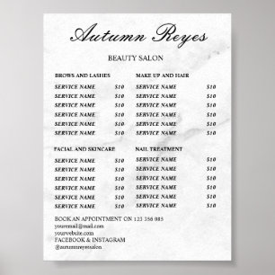 Vintage Beauty Salon Price List Poster