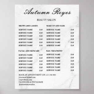 Vintage Beauty Salon Price List Poster