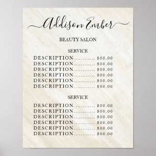 Vintage Beauty Salon Price List Poster
