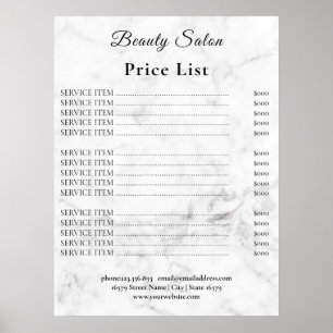 Vintage Beauty Salon Price List Poster