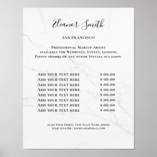 Vintage Beauty Salon Price List Poster