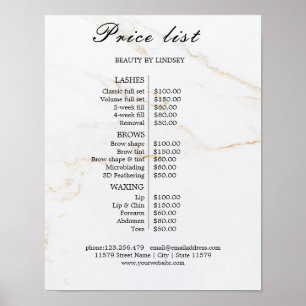 Vintage Beauty Salon Price List Poster