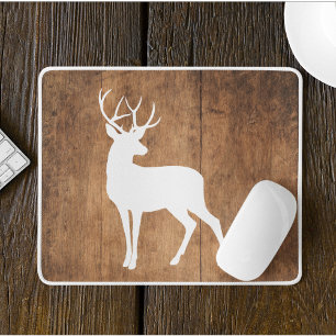 Vintage Beauty Wood & Deer Mouse Pad