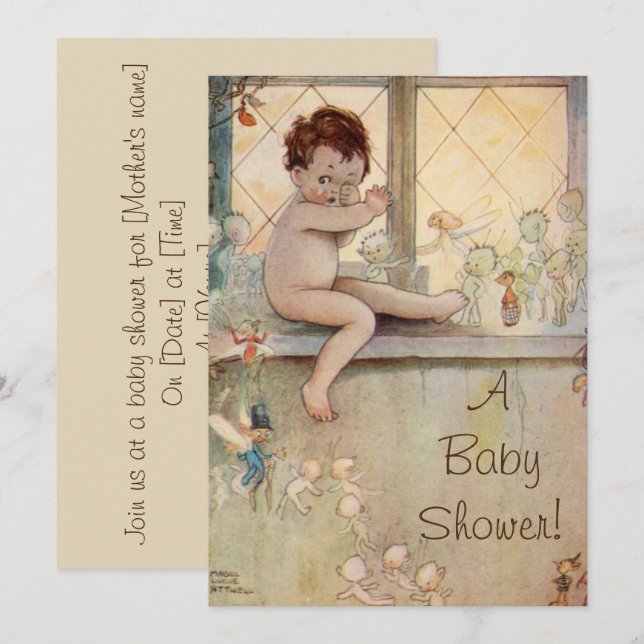 Vintage bébé Peter Pan Baby shower Invitation (Devant / Derrière)