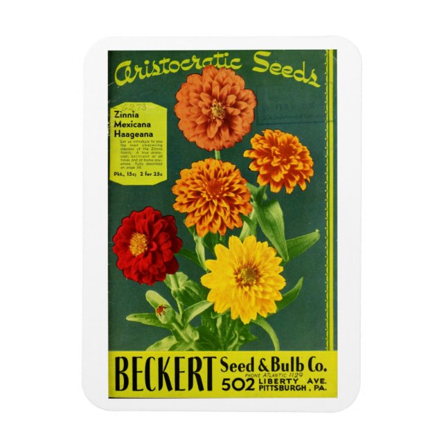 Vintage Beckert Seed & Bulb Co. Zinnia Packet Magnet (Vertical)