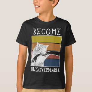 Vintage Become Ungovernable Black Cat Biting Hand T-Shirt