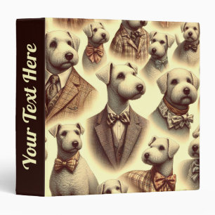 Vintage Bedlington Terrier Illustration Binder