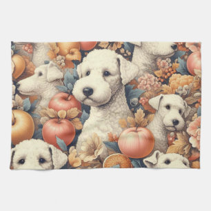 Vintage Bedlington Terrier Seamless Kitchen Towel