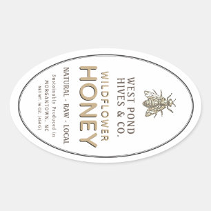 Vintage Bee 16 and 32 oz Queenline Jar Honey Label