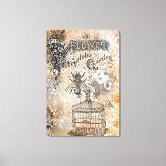 Vintage Bee and Garden Design Wall Art