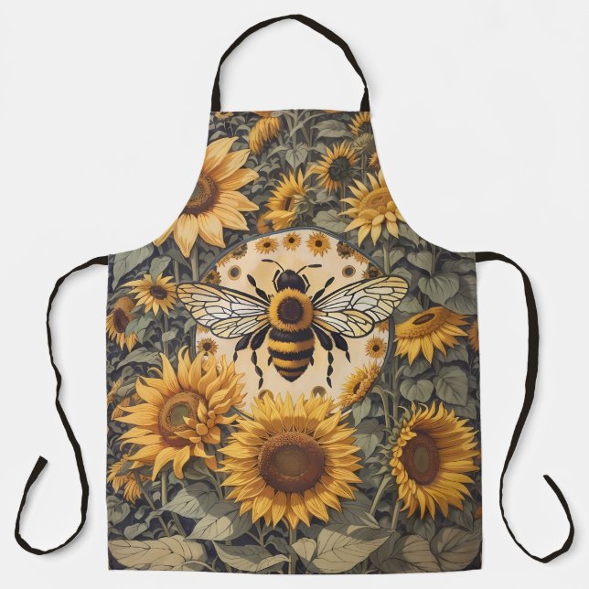 Vintage Bee and Sunflowers  Apron (Front)