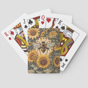 Vintage Bee and Sunflowers  Playing Cards