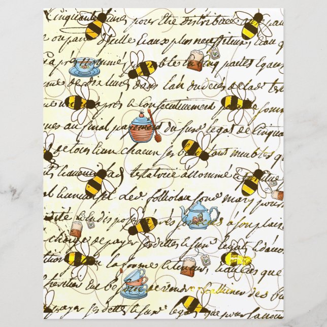Vintage Bee and Tea Decoupage Scrapbook  (Front)