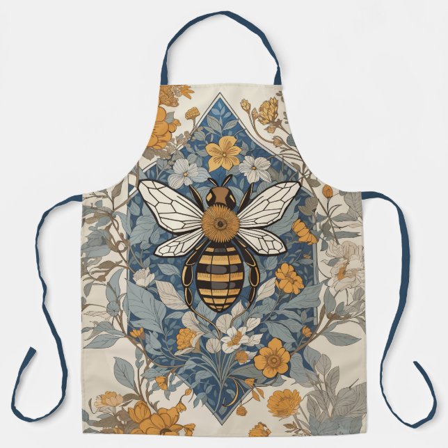 Vintage Bee and Wild Flowers Apron (Front)