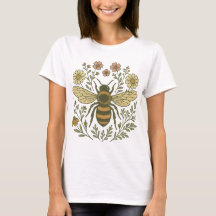 Vintage Bee and Wild Flowers | Retro Botanical Nat