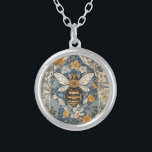 Vintage Bee and Wild Flowers Silver Plated Necklace<br><div class="desc">Vintage Elegance: Vintage Bee and Wild Flowers Silver Plated Necklace. Embrace the delicate beauty of wildflowers and the timeless allure of a vintage bee,  creating a graceful accessory that captures the essence of nature's charm.</div>