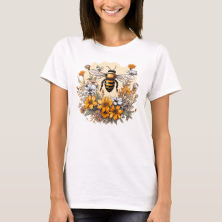 Vintage Bee and Wild Flowers T-Shirt