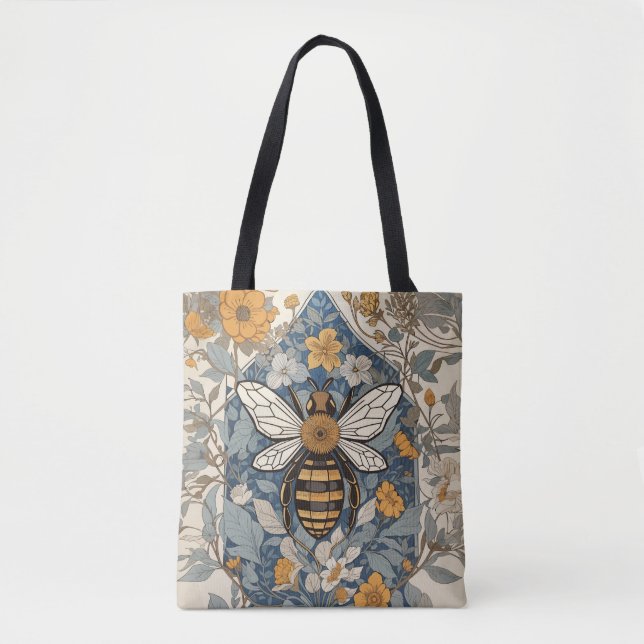Vintage Bee and Wild Flowers Tote Bag (Front)
