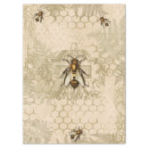Rustic Vintage Honey Bees & Floral Roses Decoupage Tissue Paper Cream -  Moodthology Papery