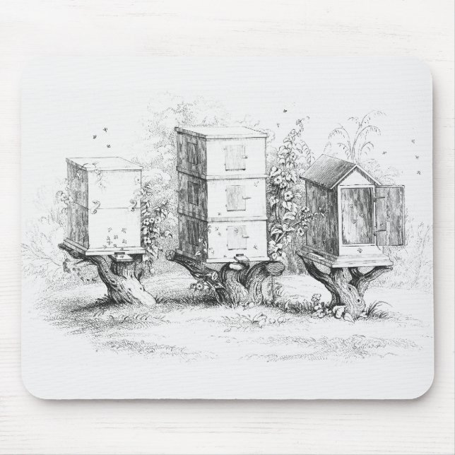 Vintage Bee Boxes Honey Mouse Pad (Front)