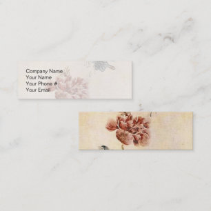 Vintage Bee, Butterfly and Poppy Watercolor Mini Business Card