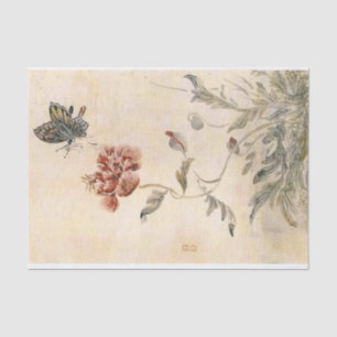 Vintage Bee, Butterfly and Poppy Watercolor Tissue Paper