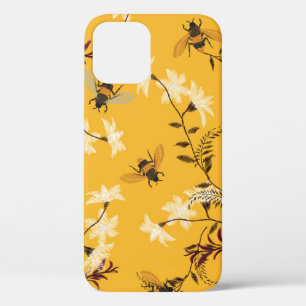 Vintage Bee & Butterfly: Embroidered Floral Art iPhone 12 Case