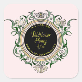 Vintage Bee Fleur sauvage personnalisé Étiquette m