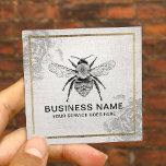 Vintage Bee & Flower Apiary Beekeeper Gold Framed Square Business Card<br><div class="desc">Vintage Bee & Flower illustration Apiary Beekeeper Gold Frame Business Card.</div>