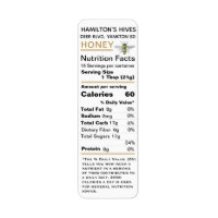 Vintage Bee Gold 2020 Nutrition Facts Honey Label
