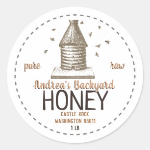 Vintage Bee Hive with Little Bees  Classic Round Sticker