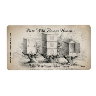 Vintage Bee Hives Honey Jar Label