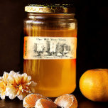 Vintage Bee Hives Honey Jar Label<br><div class="desc">Label your jars of honey with this vintage illustration of wooden bee hives. Personalize the black text for your honey products.  Stickers and jar labels,  with this design,  are available.</div>
