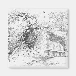 Vintage Bee Hives Magnet