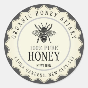 Vintage Bee Honey Jar Custom Classic Round Sticker