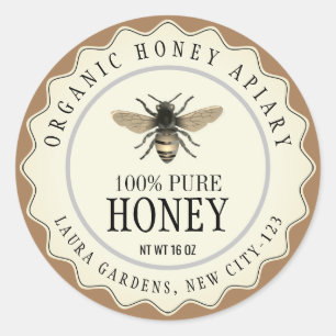 Vintage Bee Honey Jar Custom Label