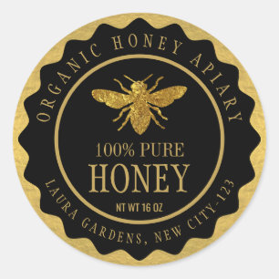 Vintage Bee Honey Jar Custom Label Gold