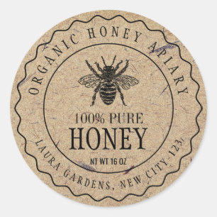 Vintage Bee Honey Jar Étiquette de produit