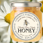 Vintage Bee Honey Label Hand Bottled Raw<br><div class="desc">Central design features a vintage honey bee illustration. Personalize with your apiary name,  address and honey description (raw,  hand bottled,  single source etc.). Also include your honey net weight. Common honey net weight conversions: 8oz (227g),  12oz (340g),  16oz (454g),  32oz (907g),  5lb (2.27kg).</div>