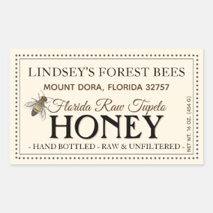 Vintage Bee Honey Label Hand Bottled Raw