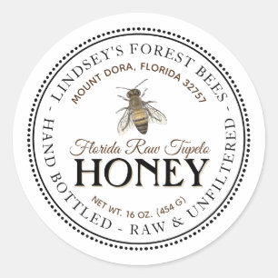 Vintage Bee Honey Label Hand Bottled Raw