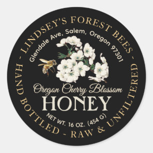 Vintage Bee Honey Label Hand Bottled Raw Black