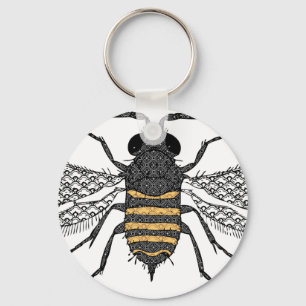 vintage bee keychain
