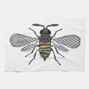 vintage bee kitchen towel