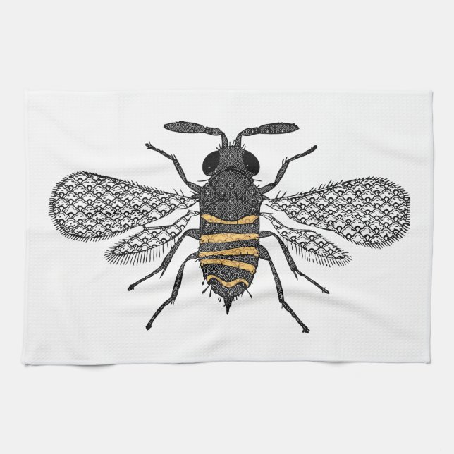 vintage bee kitchen towel (Horizontal)